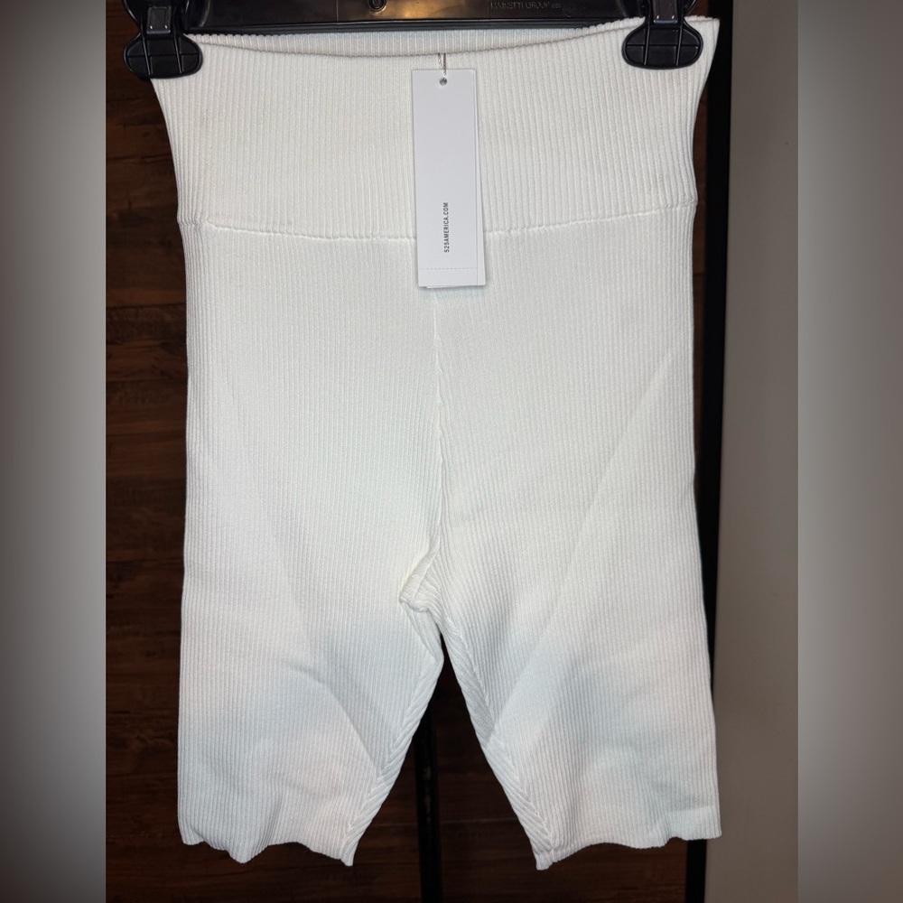525 America White Ribbed Bike Shorts